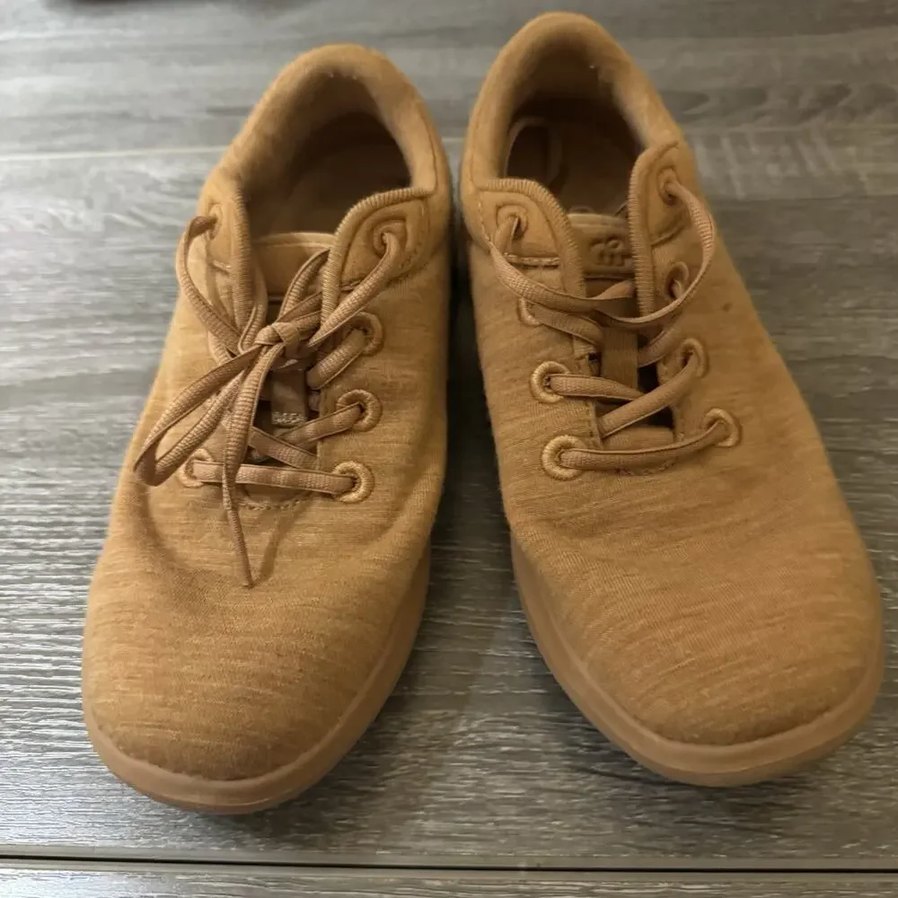 Merinos Women's Size 7 Tan Lace Up Wool Blend Comfort Casual Sneakers EU 37